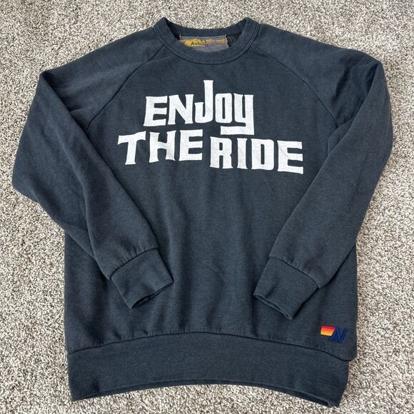 Aviator Nation “ENJOY THE RIDE” Crew Sweatshirt Charcoal Women’s Size Small - Picture 1 of 7
